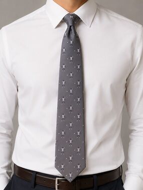 Henri Christian Gray Tennis Player Silk Tie Classic Preppy Mens Necktie